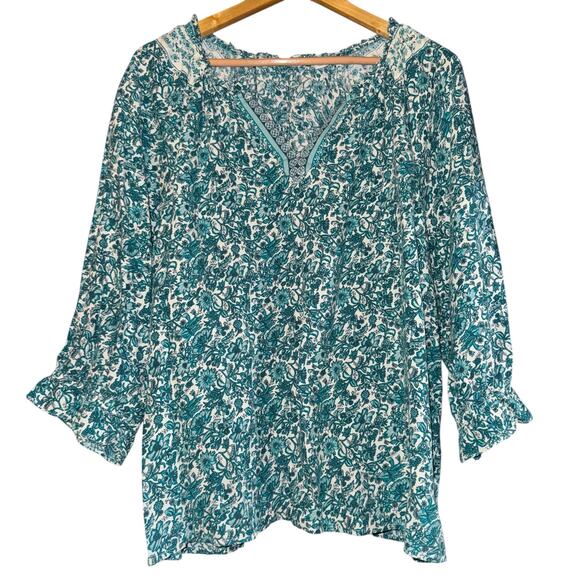 Cafe Marrakech Peasant Top Women’s XL Floral Boho Cottagecore Prairie Relaxed - Picture 1 of 7